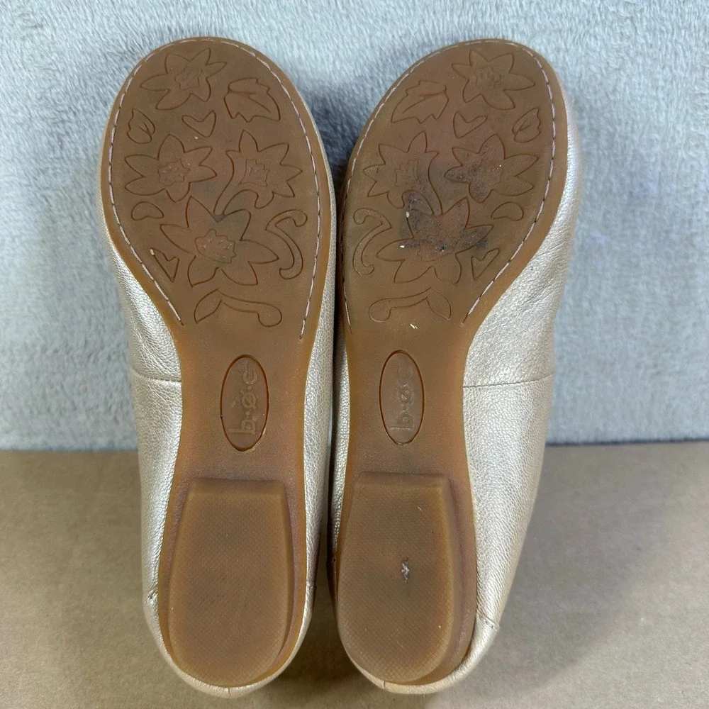 b.o.c Born Concept Metallic Gold Leather Floral‎ Rosette Ballet Flats BC0502 6.5